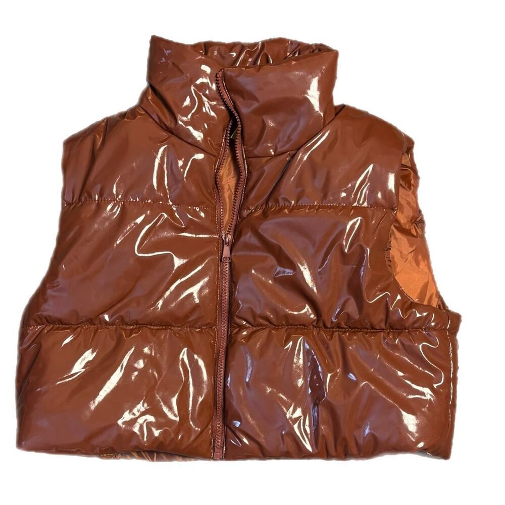 Brown Daisy puffer vest pufferjacket